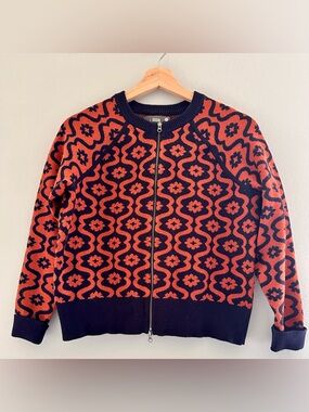 Anthropologie Cardigan in Orange & Navy